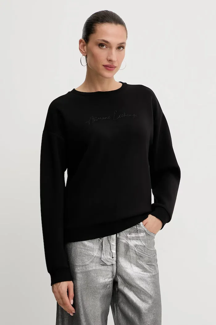 ARMANI EXCHANGE Суичър в черно с апликация XW000835 AF13397