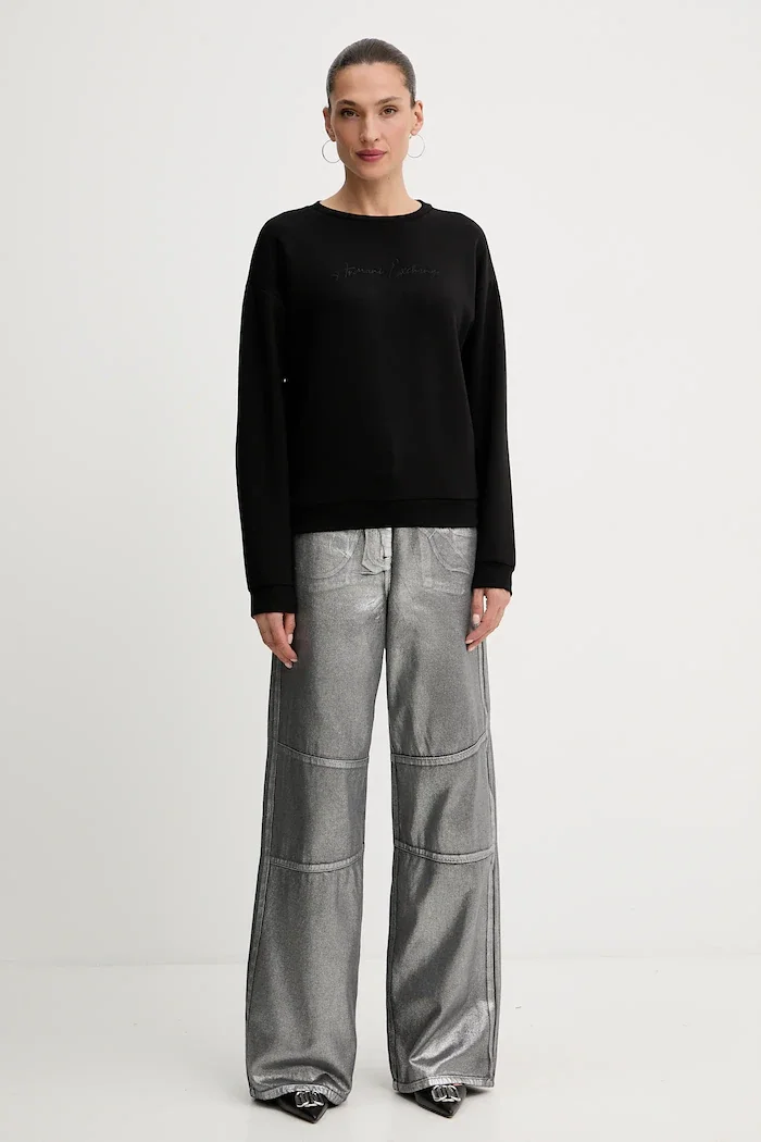 ARMANI EXCHANGE Суичър в черно с апликация XW000835 AF13397