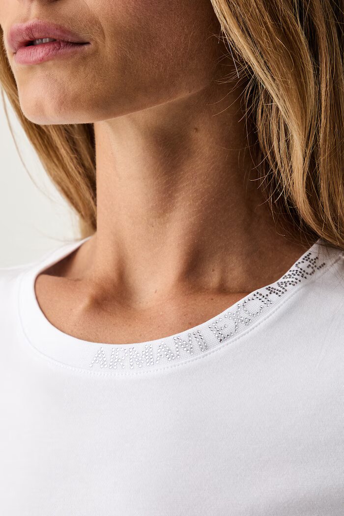 ARMANI EXCHANGE тениска basic дамска от памук с еластан бяла XW002743 AF23955