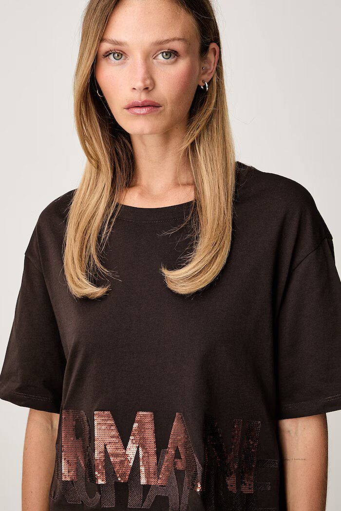 ARMANI EXCHANGE тениска дамска от памук кафява XW002779 AF10356