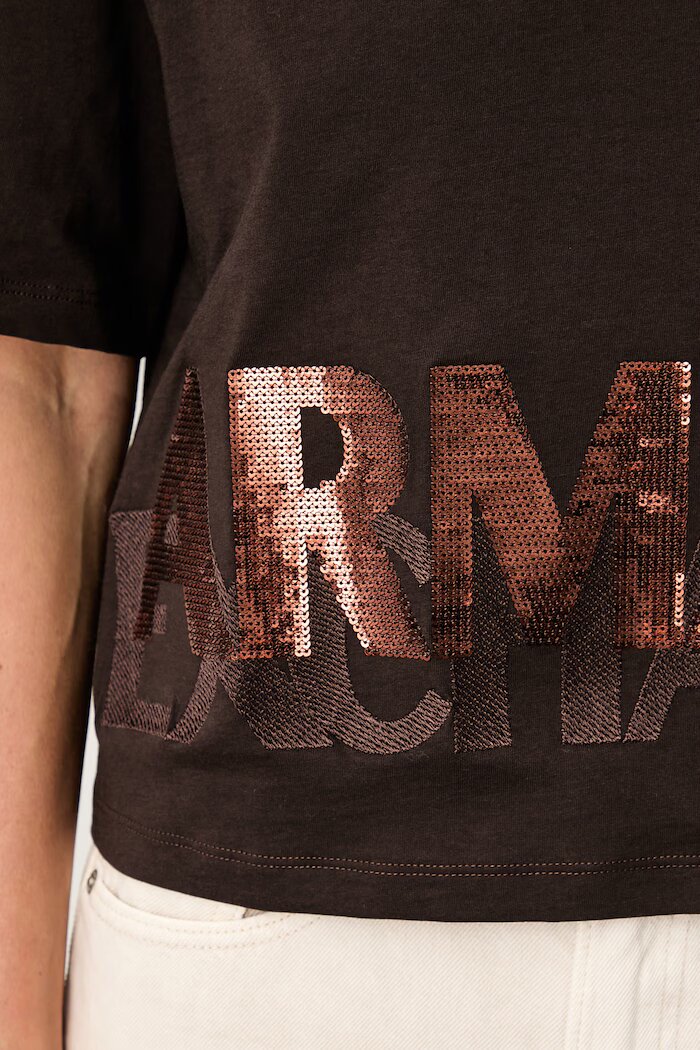 ARMANI EXCHANGE тениска дамска от памук кафява XW002779 AF10356