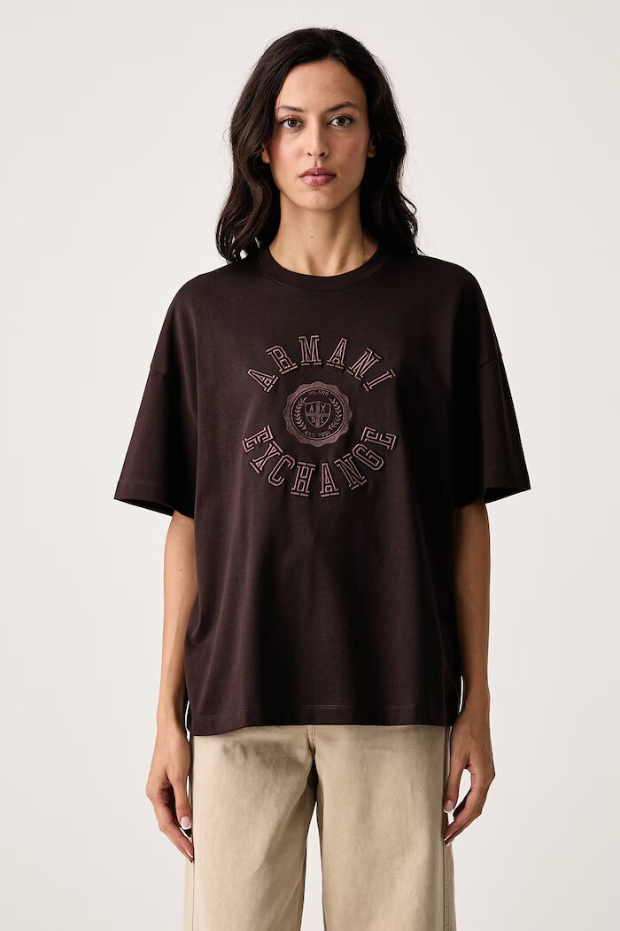 ARMANI EXCHANGE тениска дамска от памук кафява XW002959 AF15085