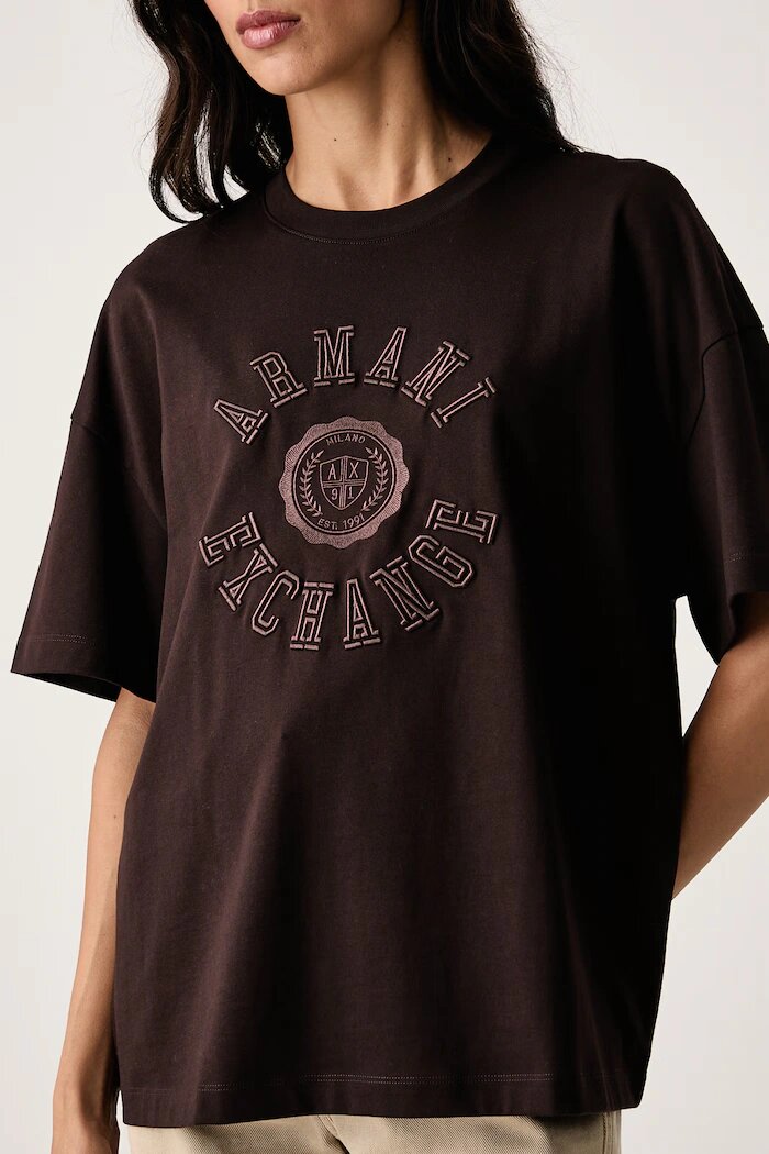 ARMANI EXCHANGE тениска дамска от памук кафява XW002959 AF15085