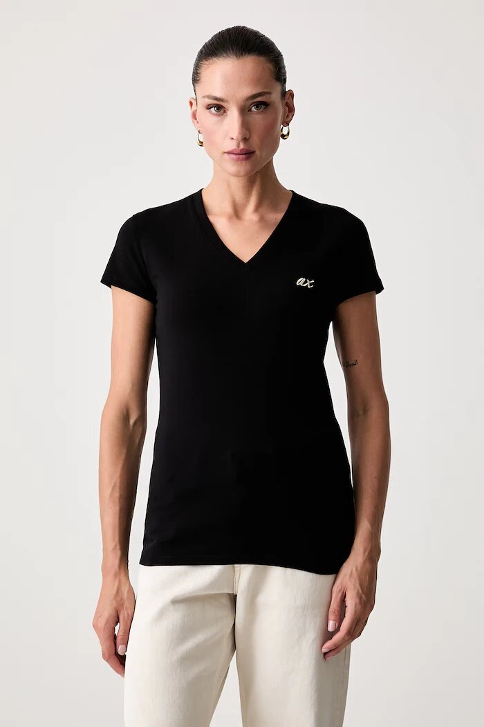 ARMANI EXCHANGE тениска дамска от памук с еластан черна XW002765 AF16294