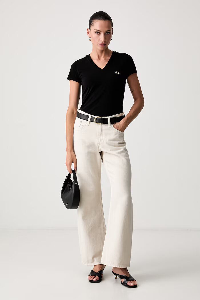 ARMANI EXCHANGE тениска дамска от памук с еластан черна XW002765 AF16294