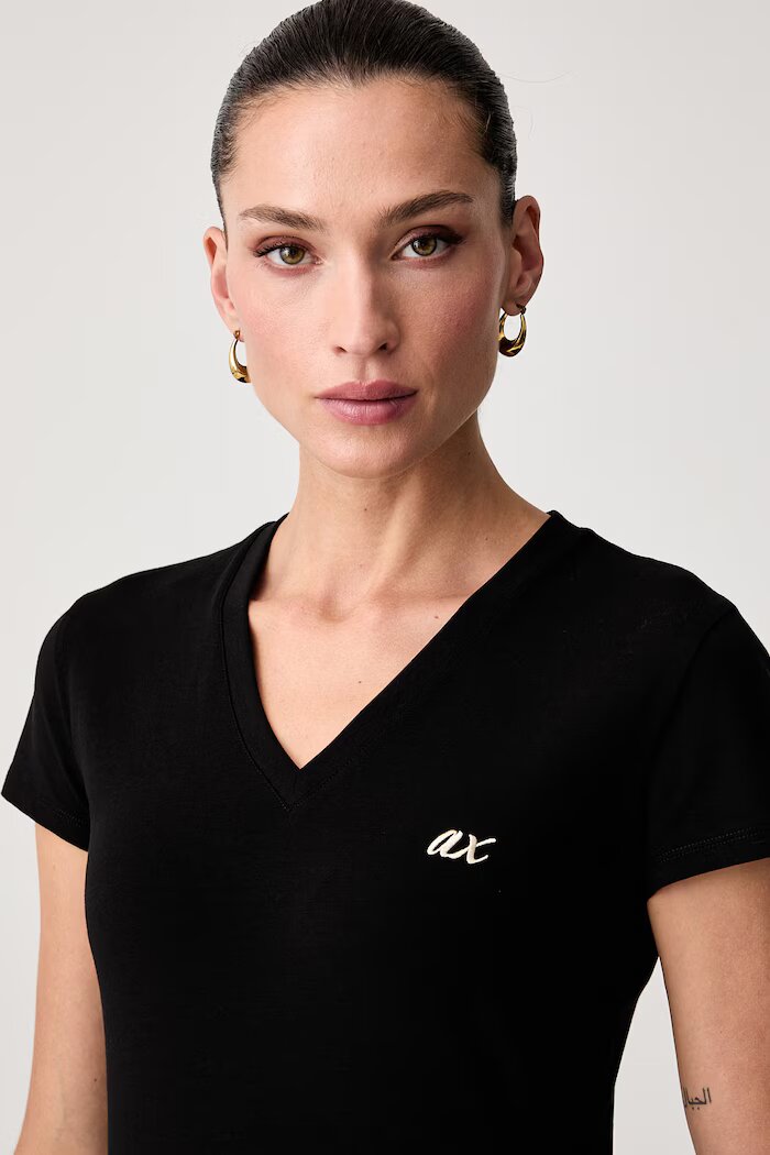 ARMANI EXCHANGE тениска дамска от памук с еластан черна XW002765 AF16294