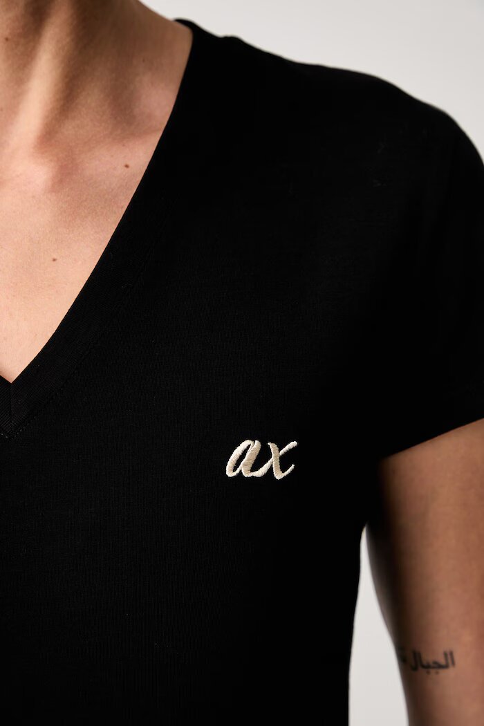 ARMANI EXCHANGE тениска дамска от памук с еластан черна XW002765 AF16294