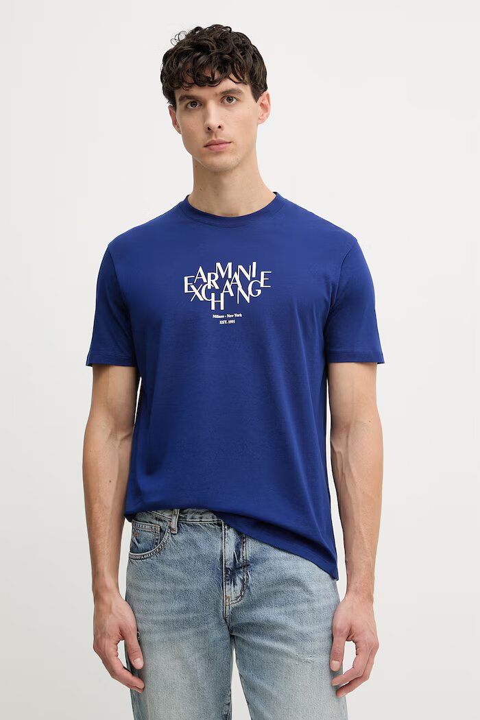 ARMANI EXCHANGE тениска мъжка от памук тъмносиня XM002782 AF10356