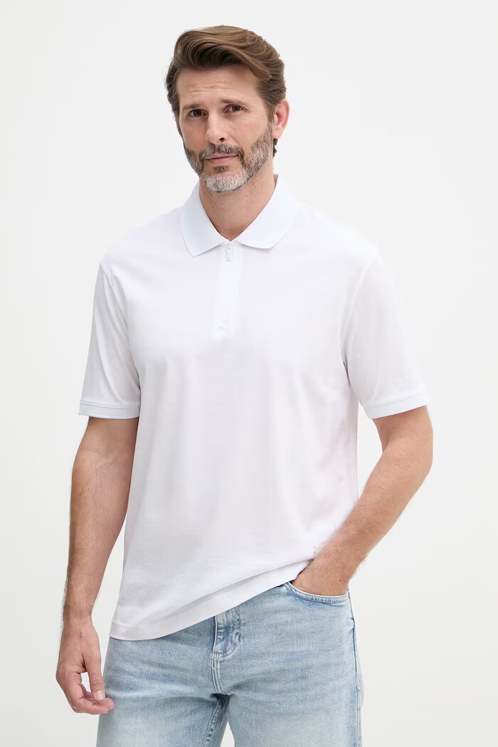 ARMANI EXCHANGE тениска с яка мъжка от памук бяла XM001291 AF10364