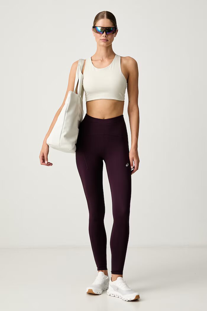 Asics спортен клин дамски ROAD HIGH WAIST TIGHT виолетов със стандартна талия 2012C968.500