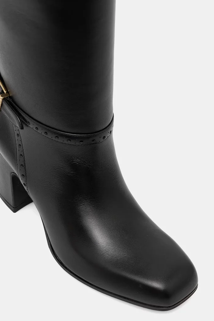 Bally Кожени ботуши ENILDA 75 в черно с дебел ток WB750A