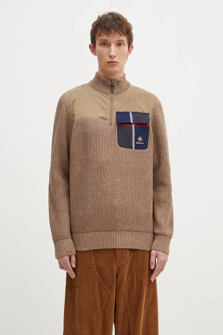 Baracuta Вълнен пуловер Barbour x Baracut Miller Half Zip Knit