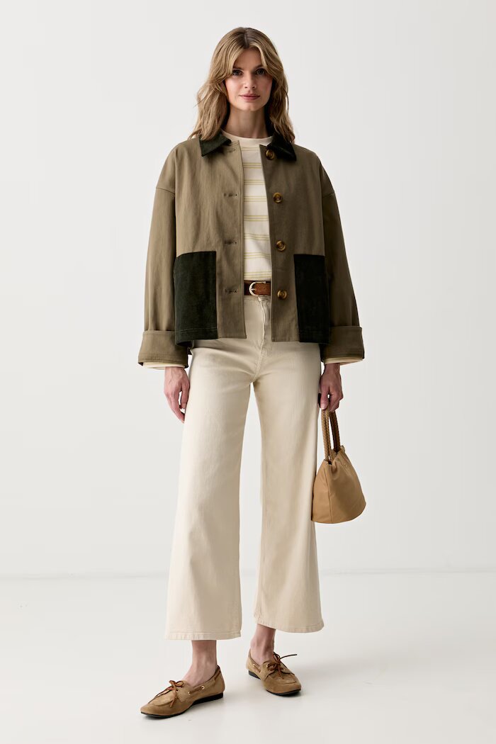 Barbour блуза с дълги ръкави дамска от памук Dartmoor бежова LML0932