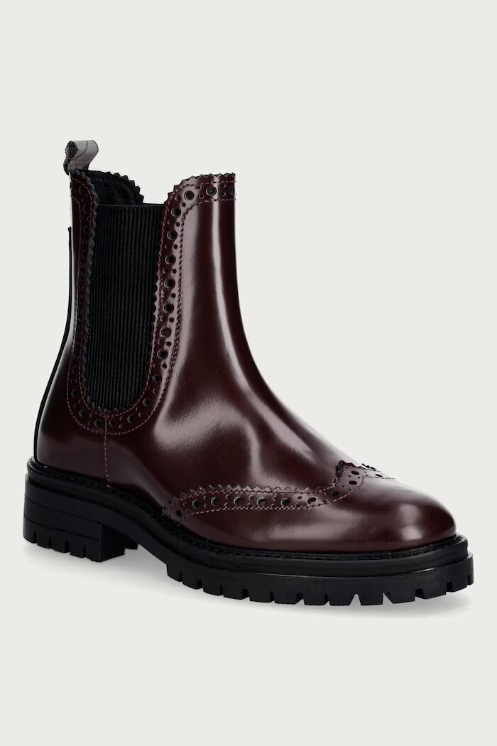 Barbour боти челси дамски от кожа Fawne бордо LFO0813RE91