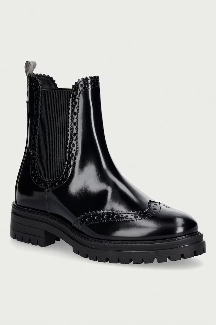 Barbour боти челси дамски от кожа Fawne черни LFO0813BK71