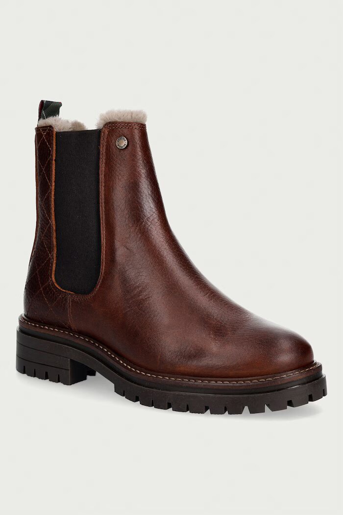 Barbour боти челси с равна подметка дамски от кожа Evie кафяви LFO0811BR51
