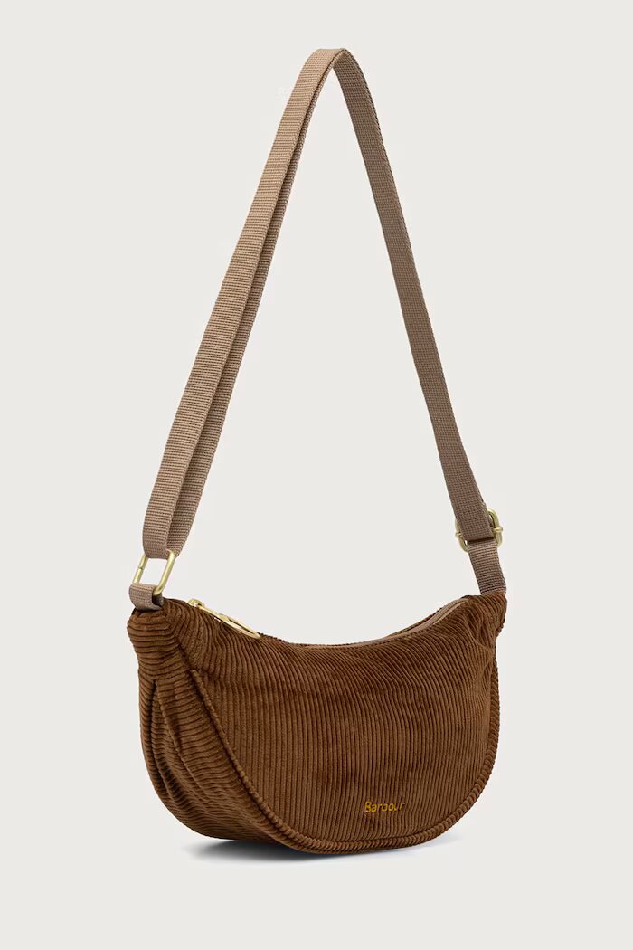 Barbour чанта crossbody дамска от джинсова материя кафява LBA0556