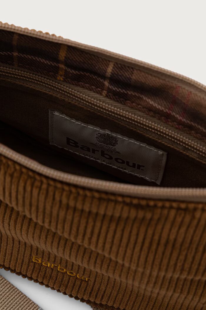 Barbour чанта crossbody дамска от джинсова материя кафява LBA0556
