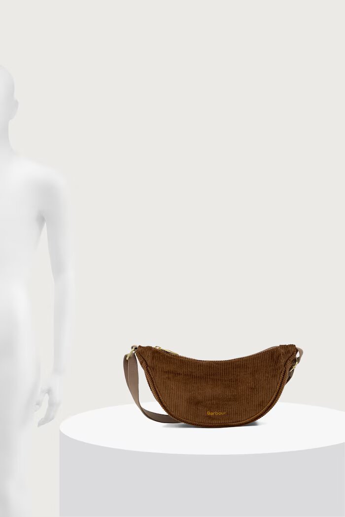 Barbour чанта crossbody дамска от джинсова материя кафява LBA0556