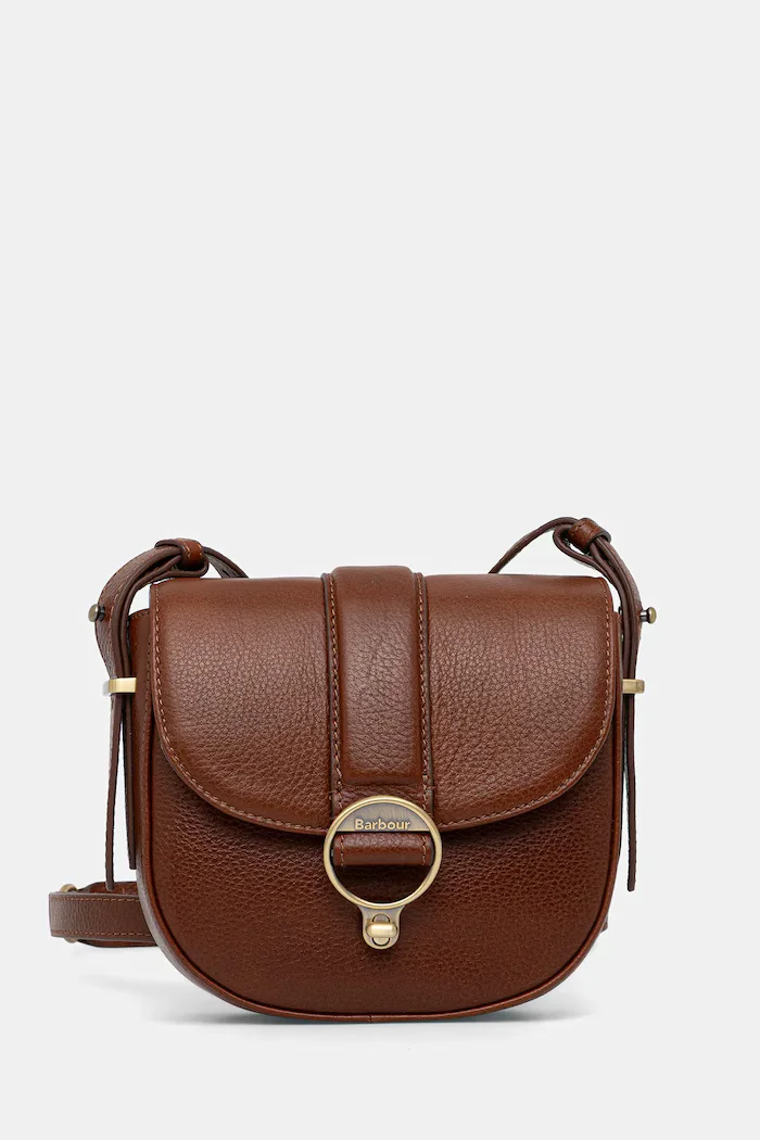 Barbour чанта crossbody дамска от кожа кафява LBA0490