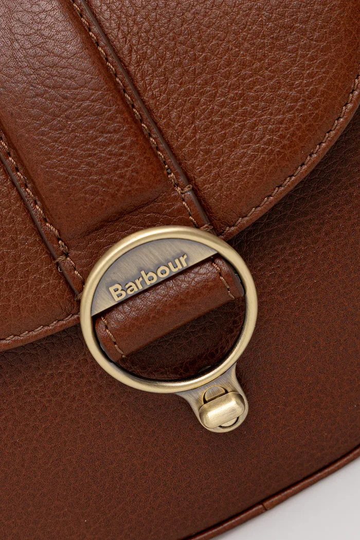 Barbour чанта crossbody дамска от кожа кафява LBA0490