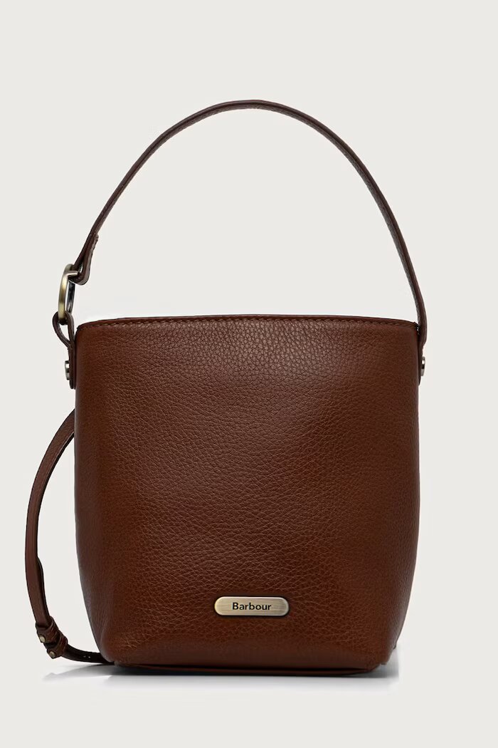 Barbour чанта crossbody дамска от кожа кафява LBA0549