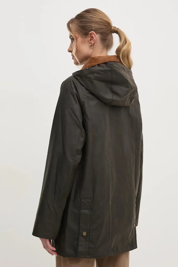 Barbour дълго яке дамско от памук HIGHCLERE зелено LWX1262