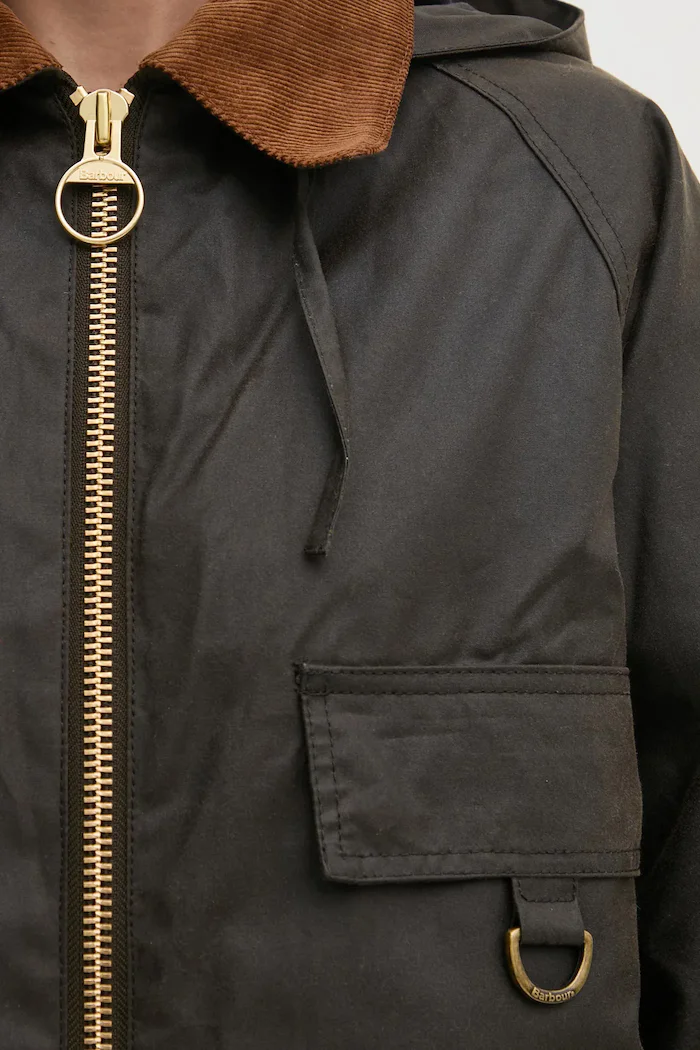 Barbour дълго яке дамско от памук HIGHCLERE зелено LWX1262