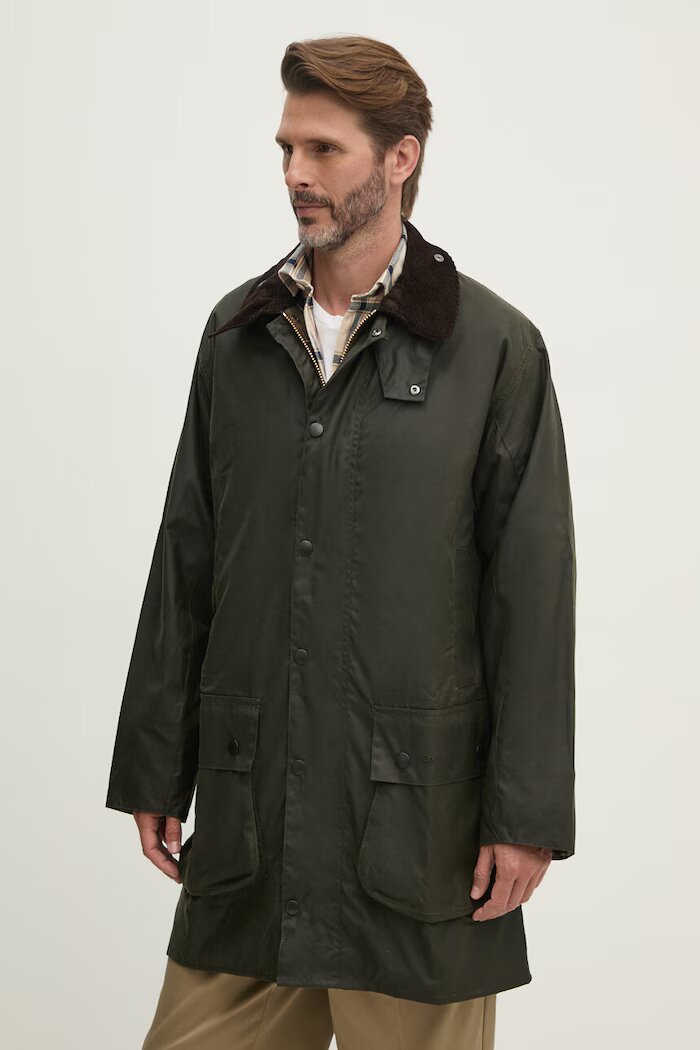 Barbour дълго яке мъжко от памук зелено MWX0008