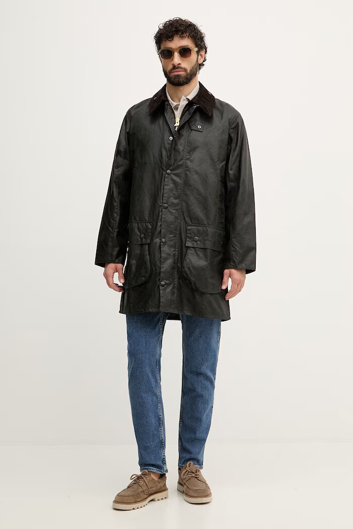 Barbour дълго яке мъжко от памук зелено MWX0008