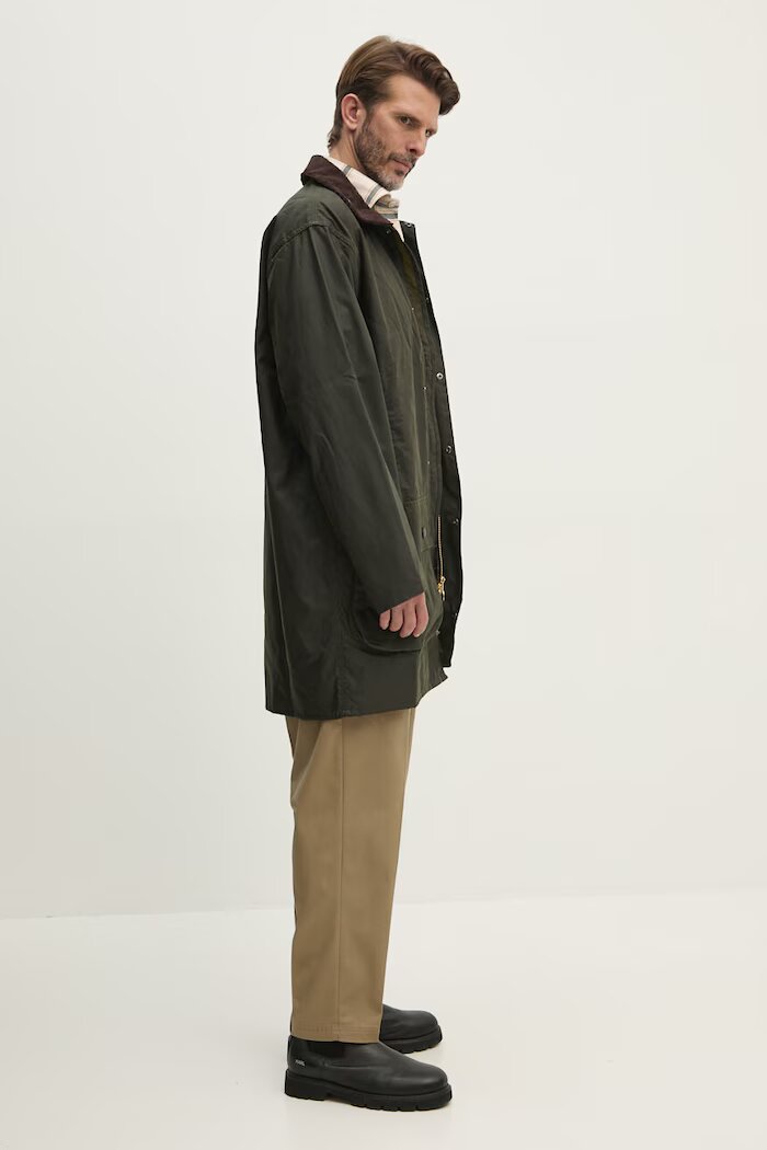 Barbour дълго яке мъжко от памук зелено MWX0008
