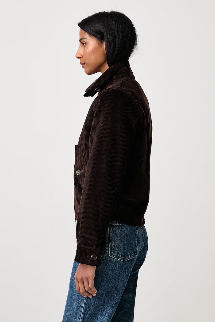 Barbour късо яке дамско от джинс Overton кафяво LCA0424