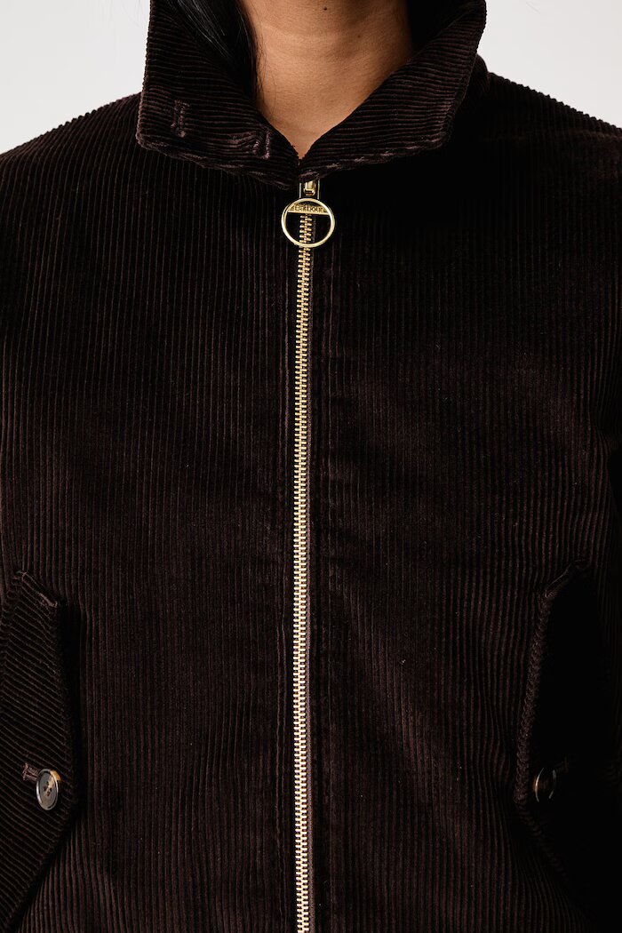 Barbour късо яке дамско от джинс Overton кафяво LCA0424