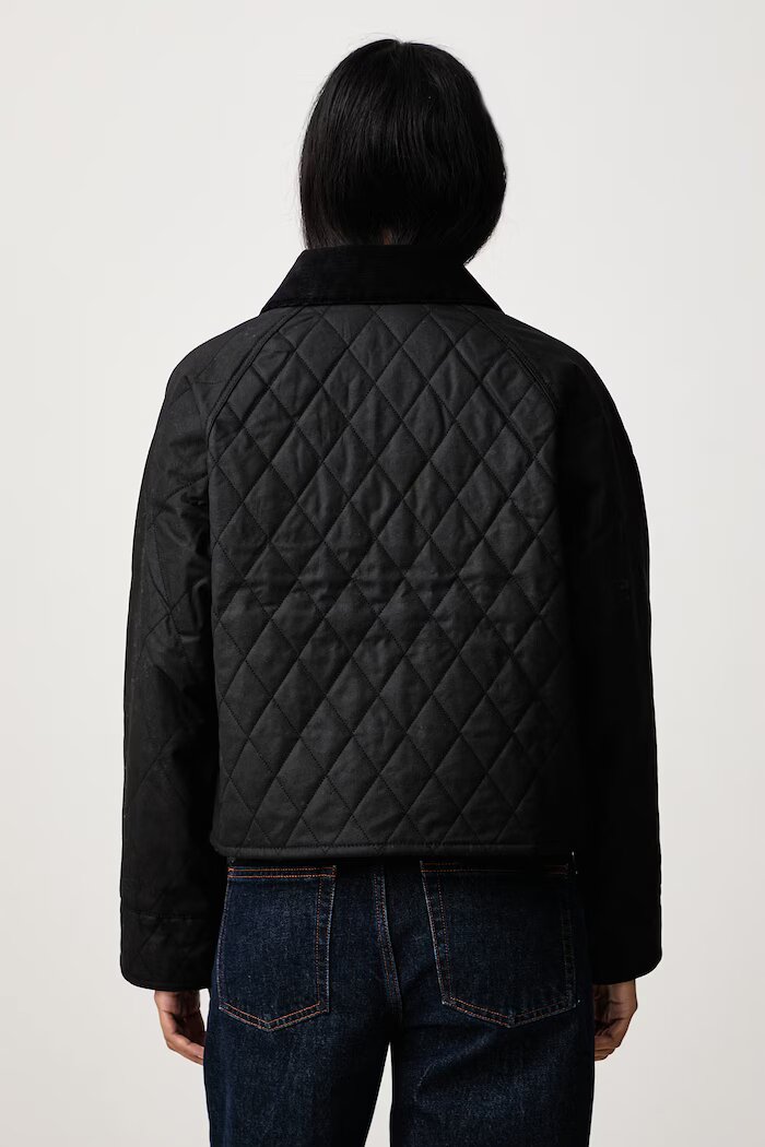 Barbour късо яке дамско от памук черно LWX1580