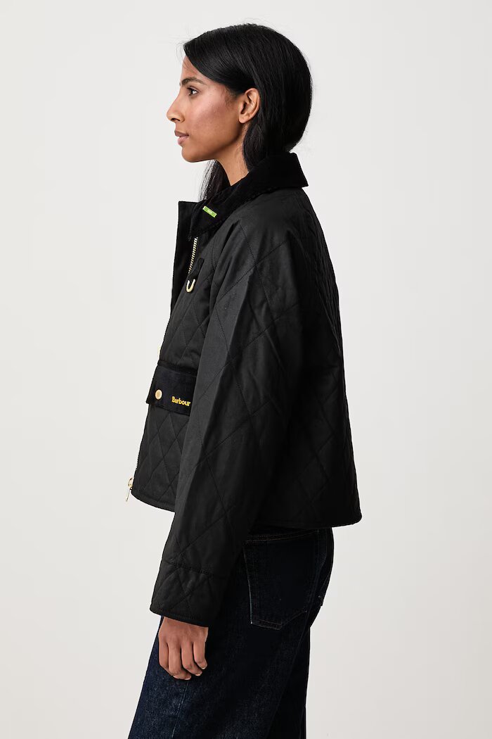 Barbour късо яке дамско от памук черно LWX1580