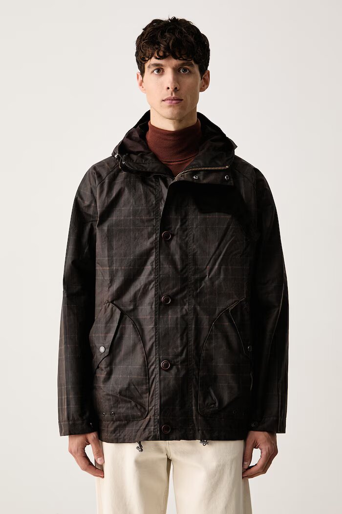 Barbour късо яке мъжко от памук кафяво MWX2583