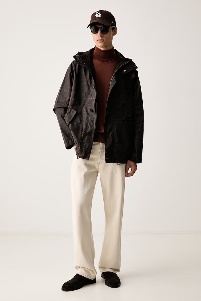 Barbour късо яке мъжко от памук кафяво MWX2583
