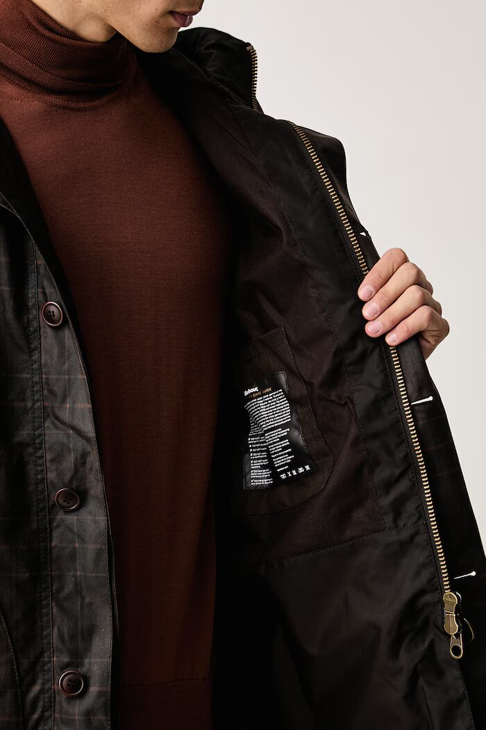 Barbour късо яке мъжко от памук кафяво MWX2583