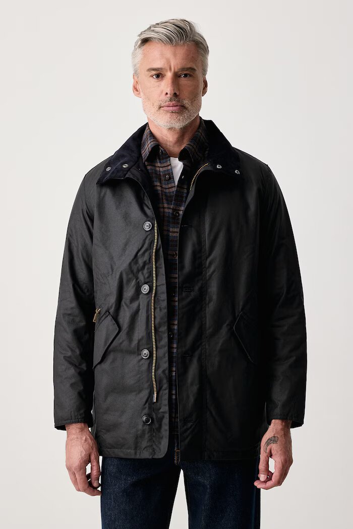 Barbour късо яке мъжко от памук тъмносиньо MWX2581