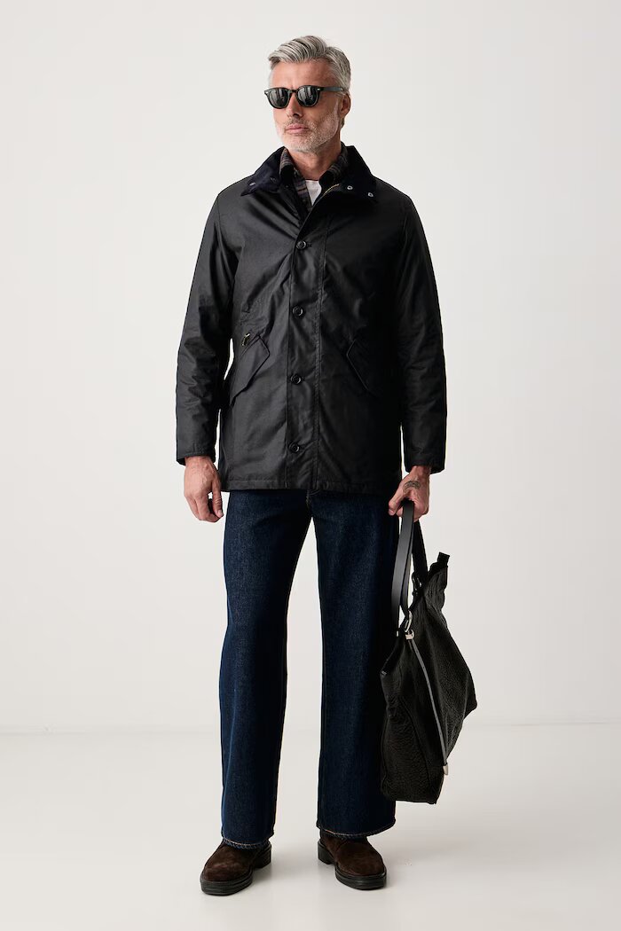 Barbour късо яке мъжко от памук тъмносиньо MWX2581