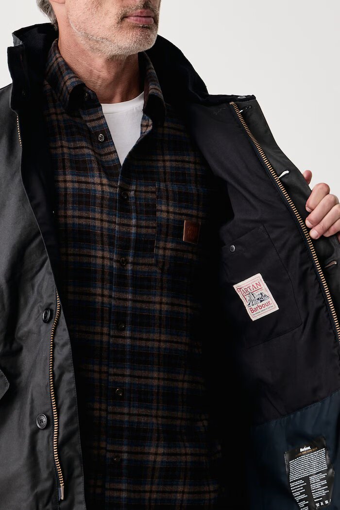 Barbour късо яке мъжко от памук тъмносиньо MWX2581