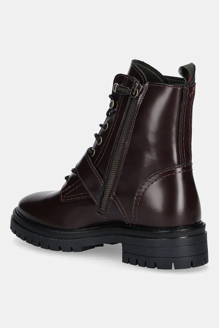 Barbour Кожени кубинки Ouseburne в бордо с равна подметка LFO0772RE91