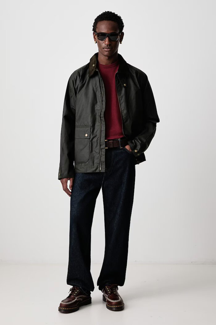 Barbour Мъжко яке от промазана материя BEDALE зелено MWX2205