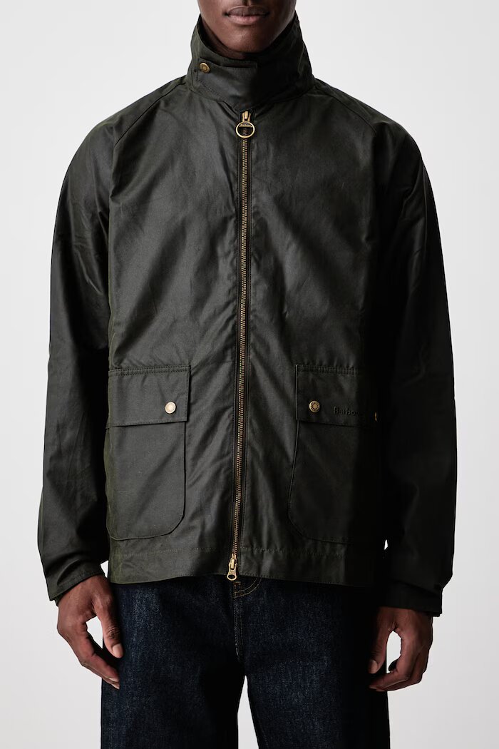 Barbour Мъжко яке от промазана материя BEDALE зелено MWX2205