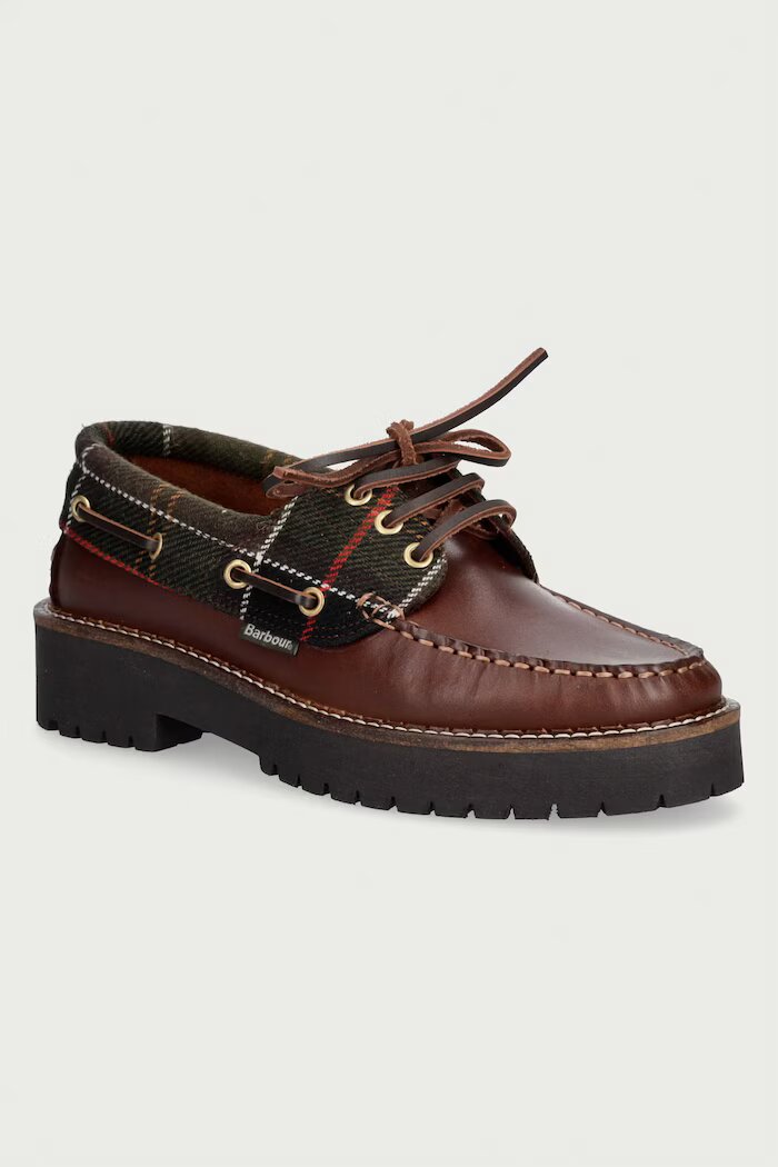 Barbour мокасини дамски от кожа Darras кафяви LFO0798BR74