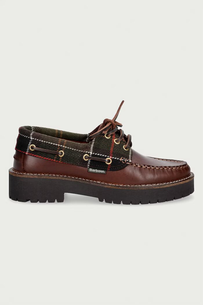 Barbour мокасини дамски от кожа Darras кафяви LFO0798BR74