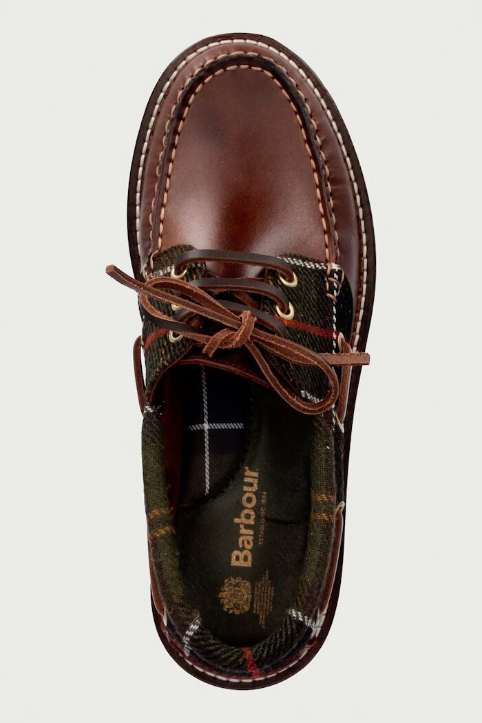 Barbour мокасини дамски от кожа Darras кафяви LFO0798BR74
