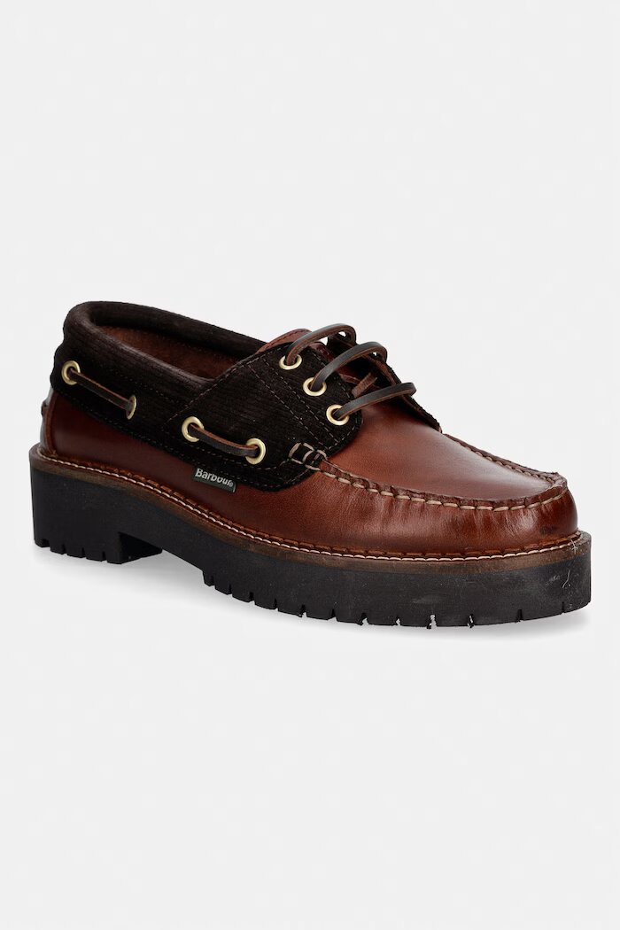 Barbour мокасини дамски от кожа Darras кафяви LFO0798BR94