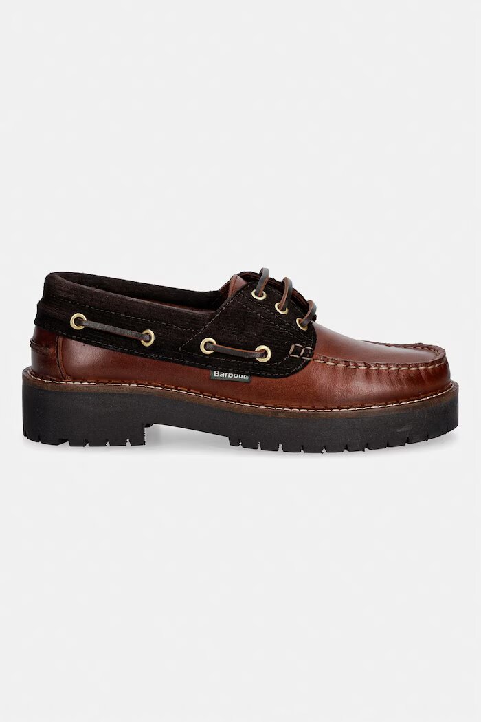Barbour мокасини дамски от кожа Darras кафяви LFO0798BR94