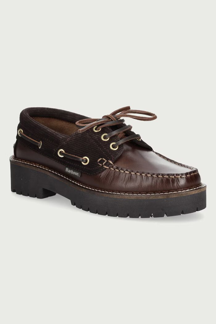 Barbour мокасини дамски от кожа Darras кафяви LFO0798BR98